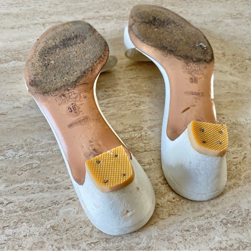 Vintage Prada Logo Kitten Heel Sandals - Picture 7 of 8